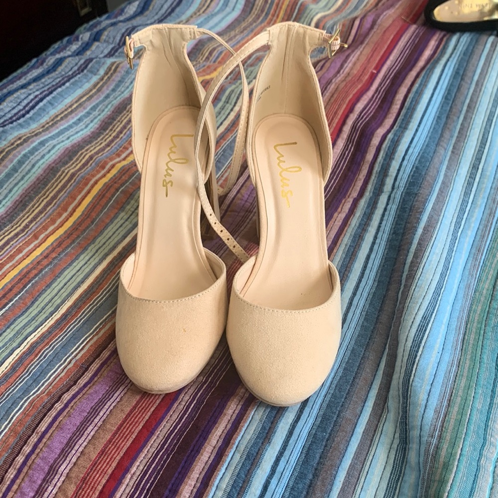 Laura Light Nude Suede Ankle Strap Heels